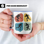 Roller Derby Tasse mit Skaterin Silhouetten im Retro Design. – Blau [farbe:blau]