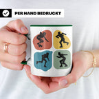 Roller Derby Tasse mit Skaterin Silhouetten im Retro Design. – Grün [farbe:grün]