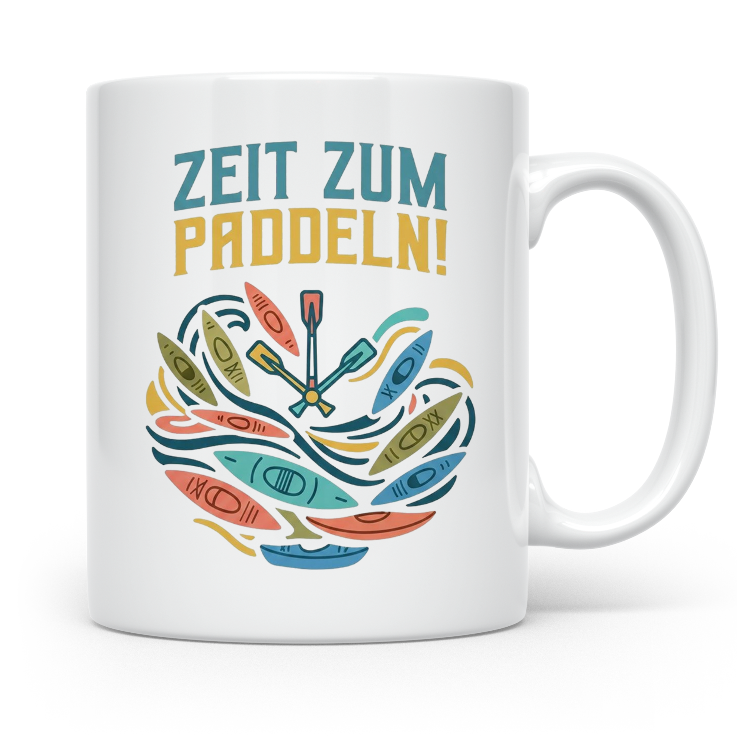 Paddeln Tasse mit Spruch Zeit zum Paddeln! Kajak Kanu Kaffee – Weiß [farbe:weiß]