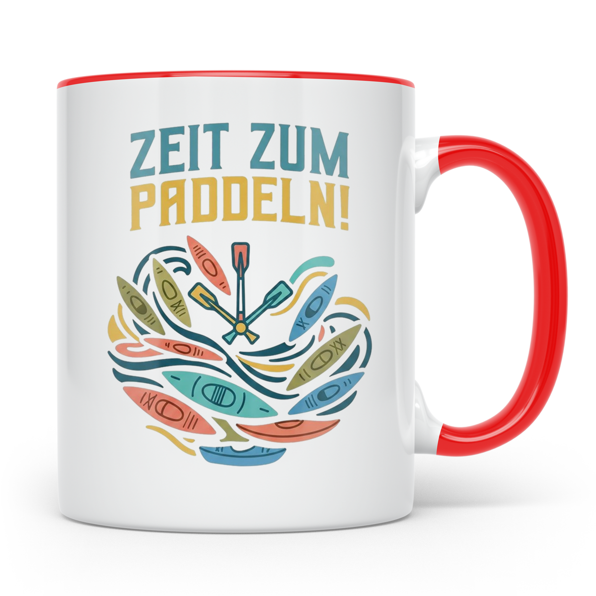 Paddeln Tasse mit Spruch Zeit zum Paddeln! Kajak Kanu Kaffee – Rot [farbe:rot]
