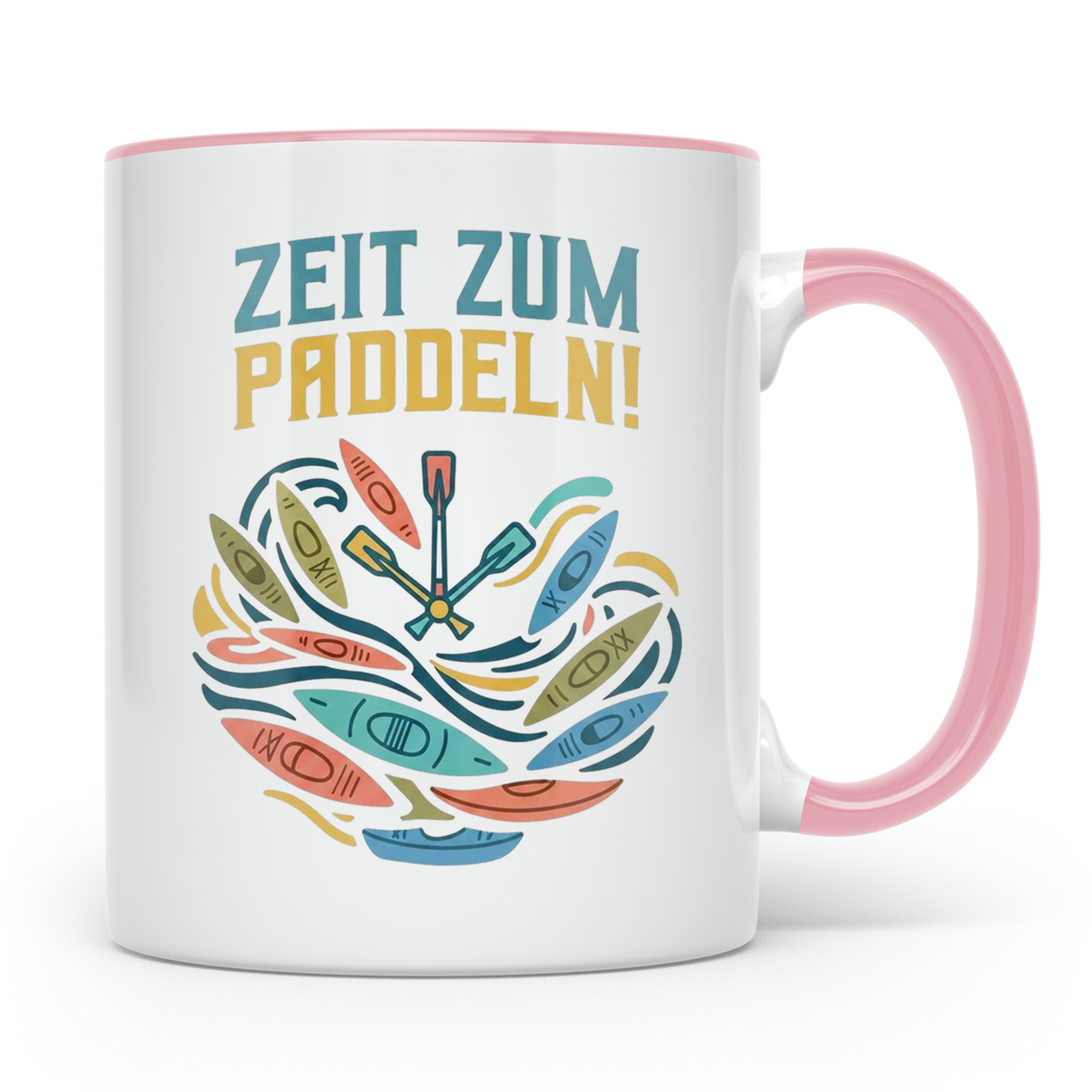 Paddeln Tasse mit Spruch Zeit zum Paddeln! Kajak Kanu Kaffee – Rosa [farbe:rosa]