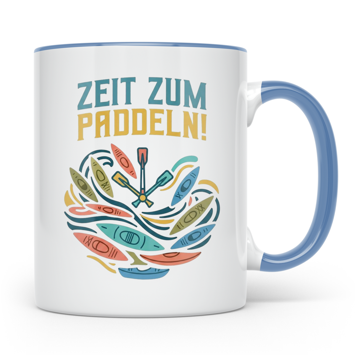 Paddeln Tasse mit Spruch Zeit zum Paddeln! Kajak Kanu Kaffee – Blau [farbe:blau]
