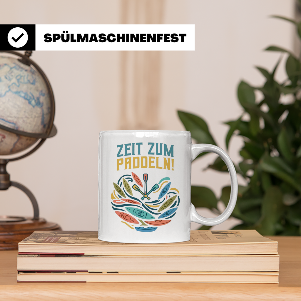 Paddeln Tasse mit Spruch Zeit zum Paddeln! Kajak Kanu Kaffee – Weiß [farbe:weiß]