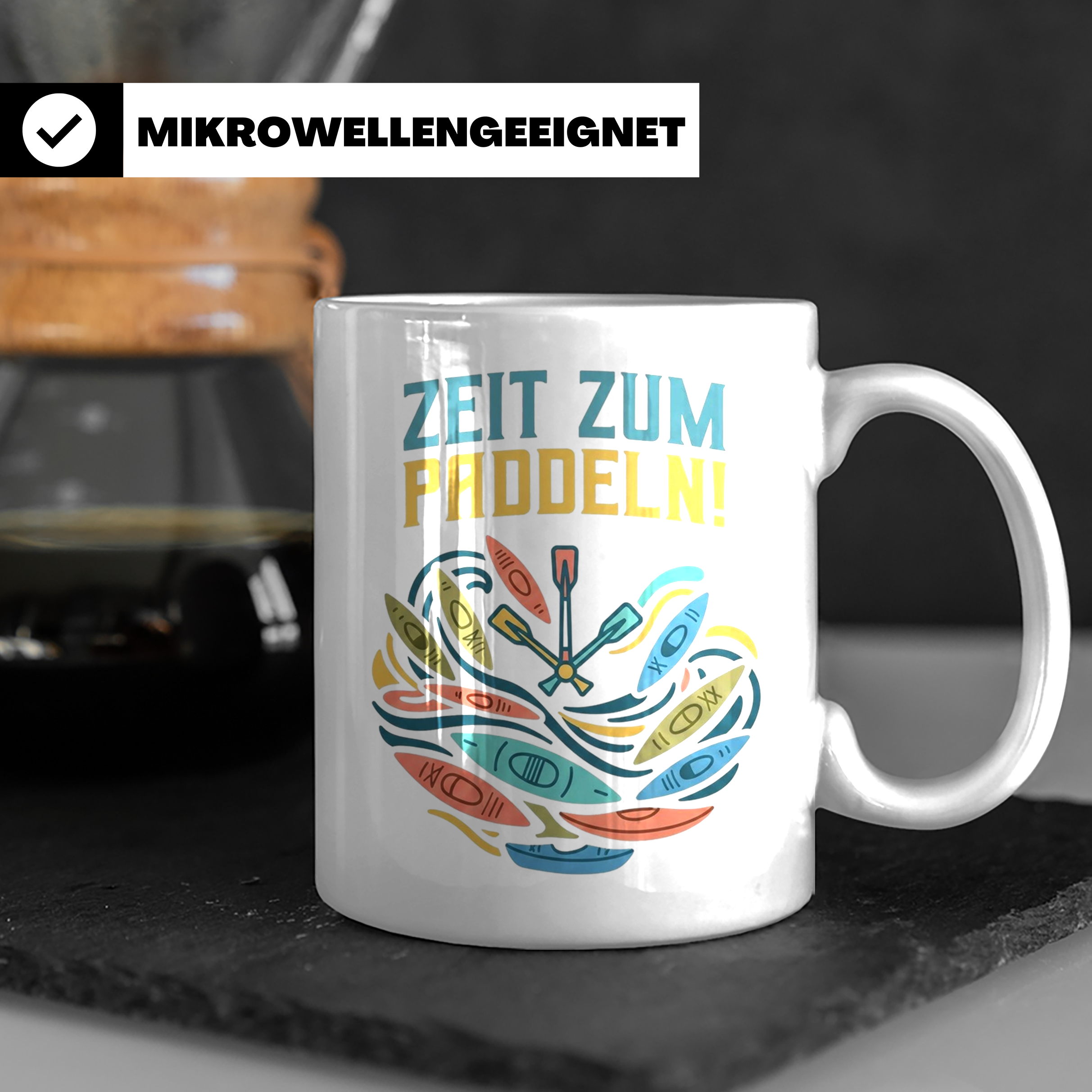 Paddeln Tasse mit Spruch Zeit zum Paddeln! Kajak Kanu Kaffee – Weiß [farbe:weiß]