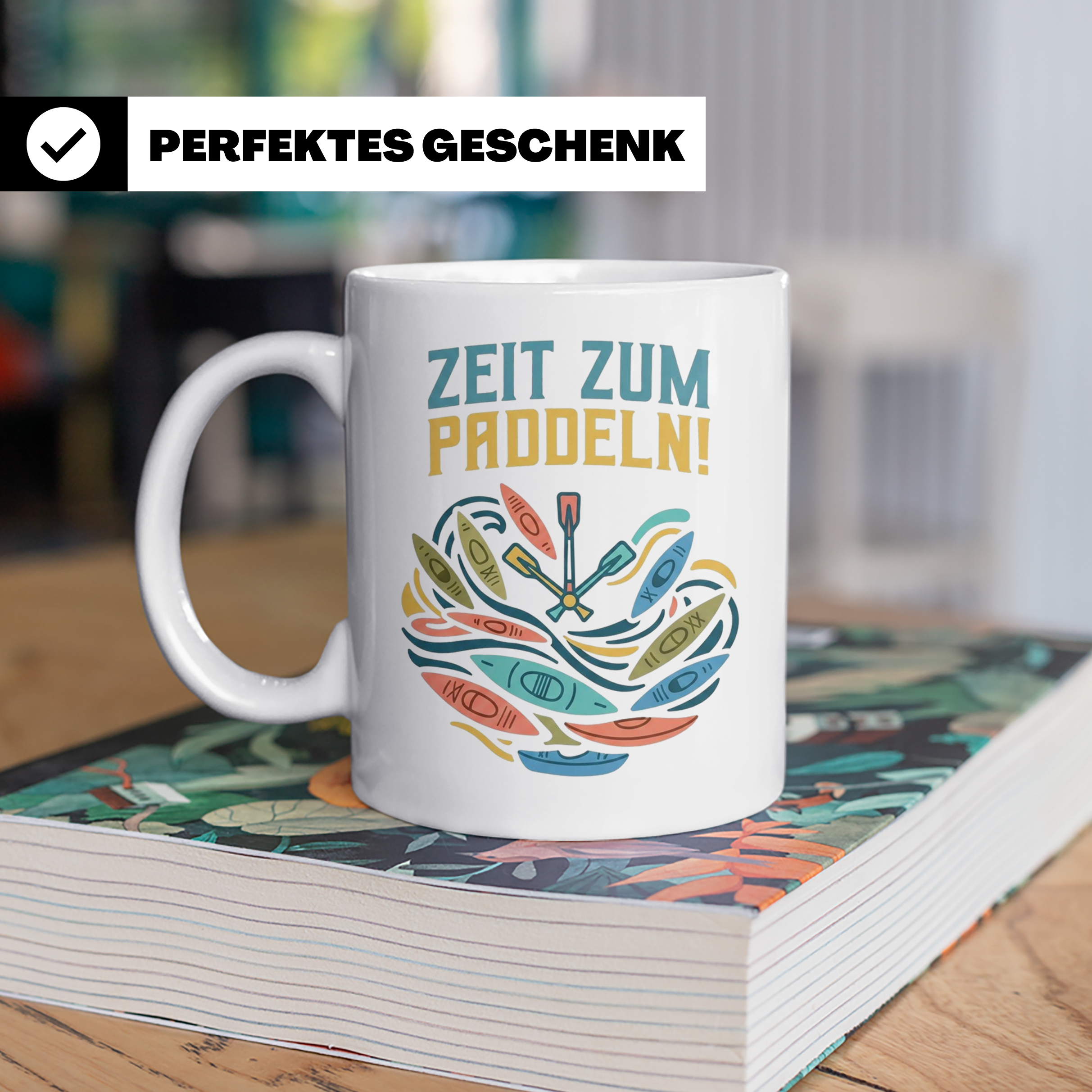 Paddeln Tasse mit Spruch Zeit zum Paddeln! Kajak Kanu Kaffee – Weiß [farbe:weiß]
