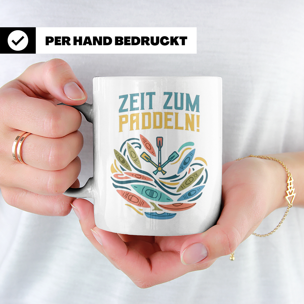 Paddeln Tasse mit Spruch Zeit zum Paddeln! Kajak Kanu Kaffee – Weiß [farbe:weiß]
