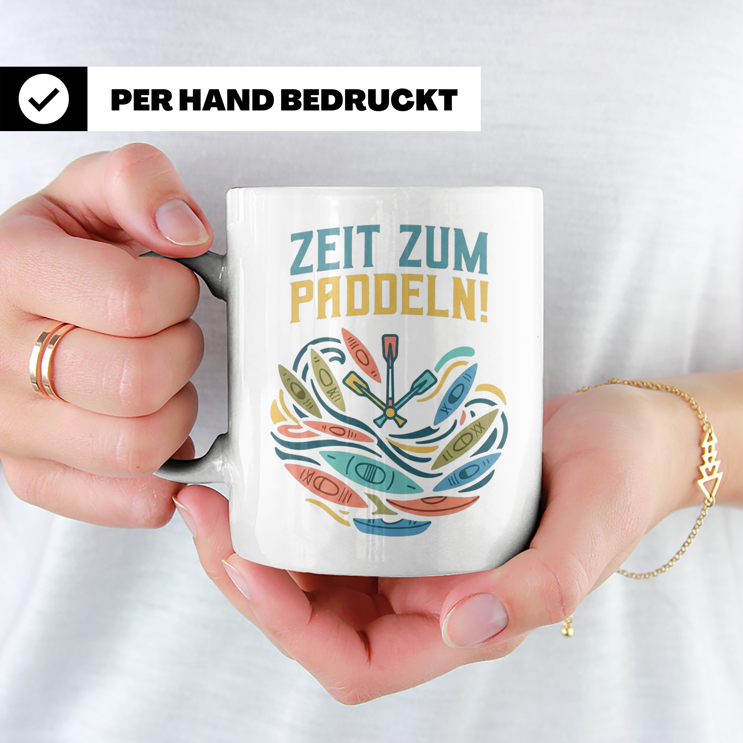 Paddeln Tasse mit Spruch Zeit zum Paddeln! Kajak Kanu Kaffee – Weiß [farbe:weiß]