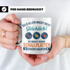 Schallplatten Tasse lustig Geld allein macht nicht glücklich – Weiß [farbe:weiß]