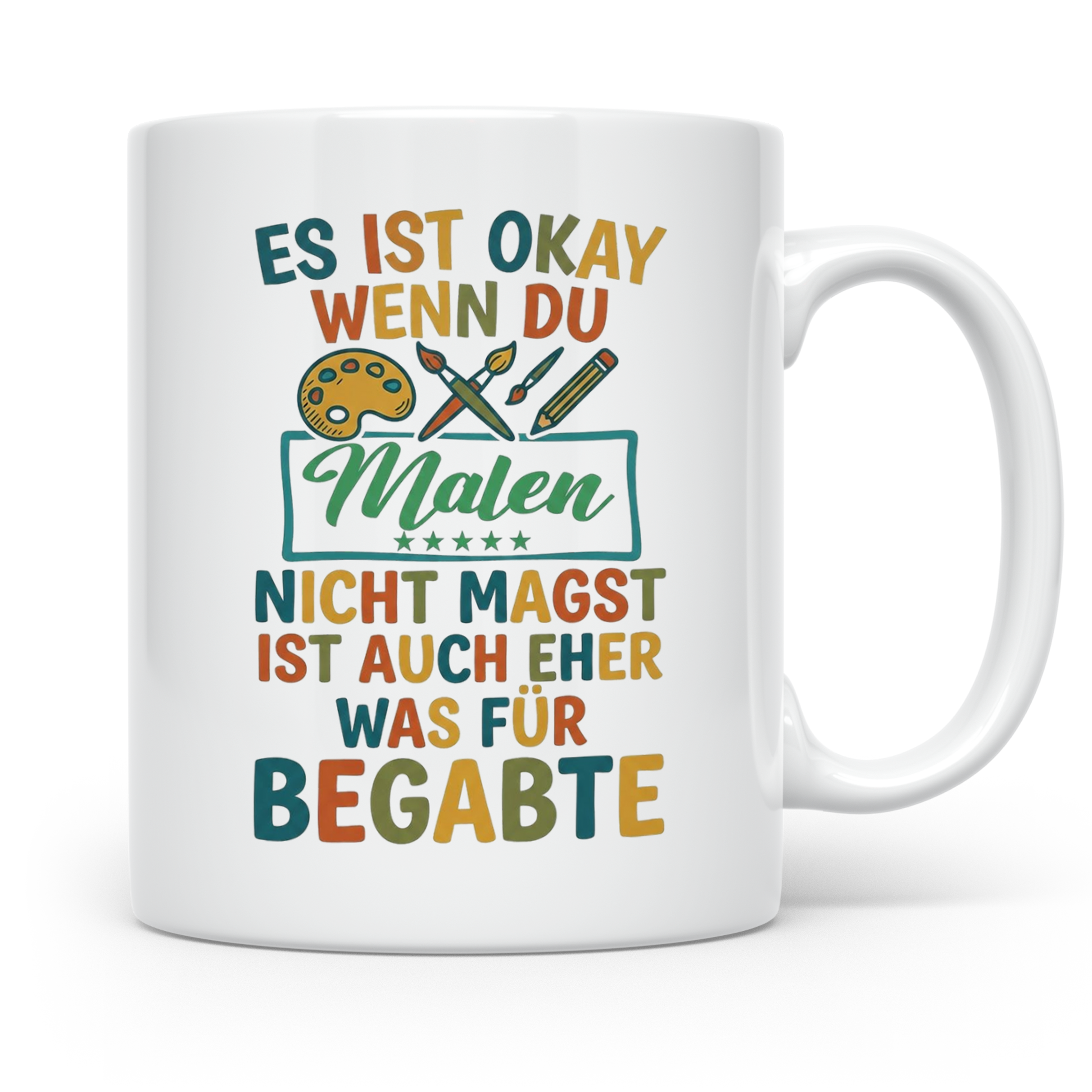 Maler Tasse mit Spruch 'Was für Begabte' | Künstler Geschenk – Weiß [farbe:weiß]
