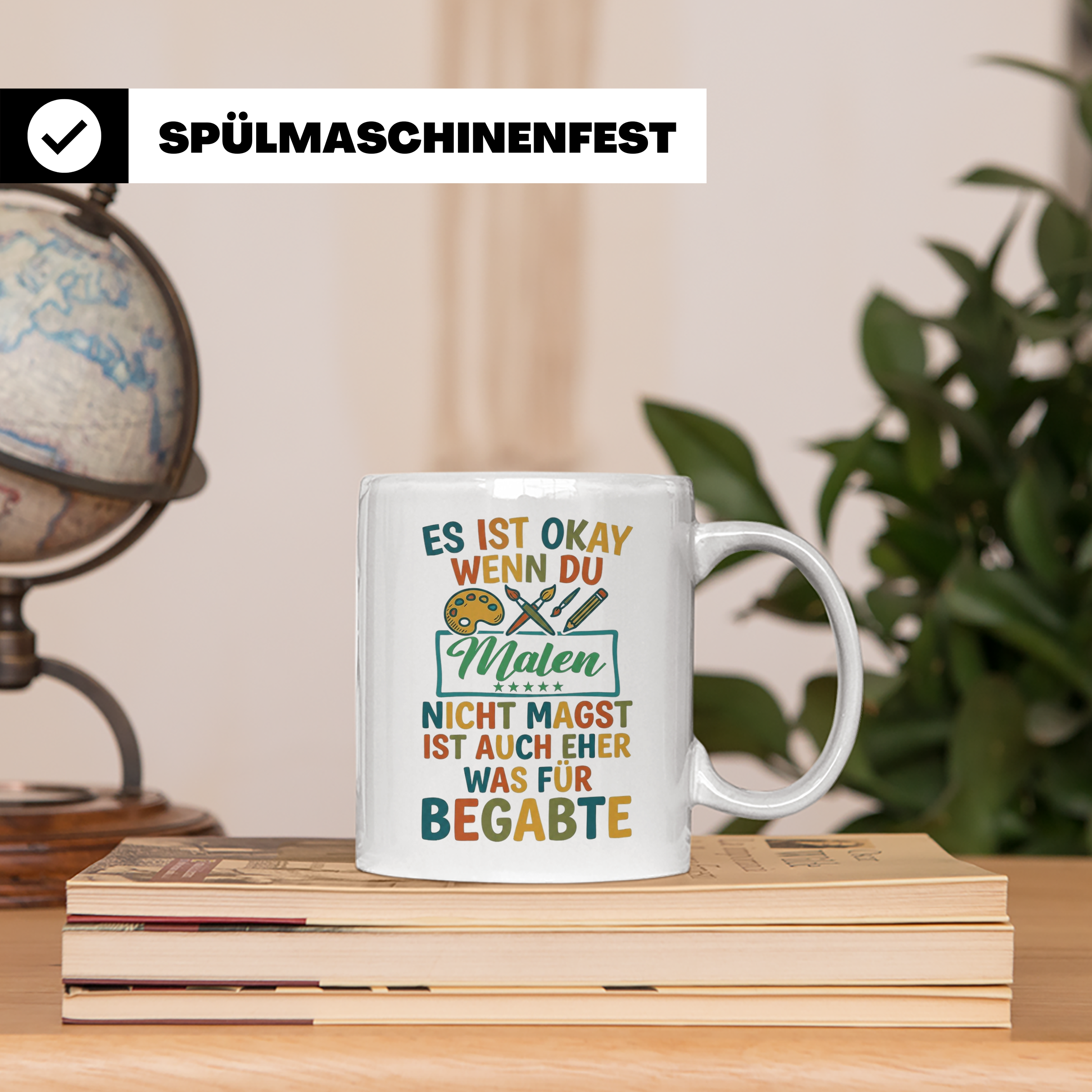 Maler Tasse mit Spruch 'Was für Begabte' | Künstler Geschenk – Weiß [farbe:weiß]