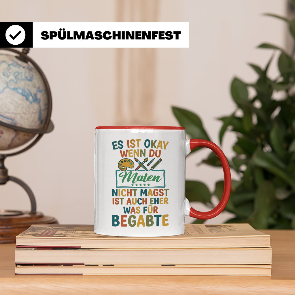 Maler Tasse mit Spruch 'Was für Begabte' | Künstler Geschenk – Rot [farbe:rot]