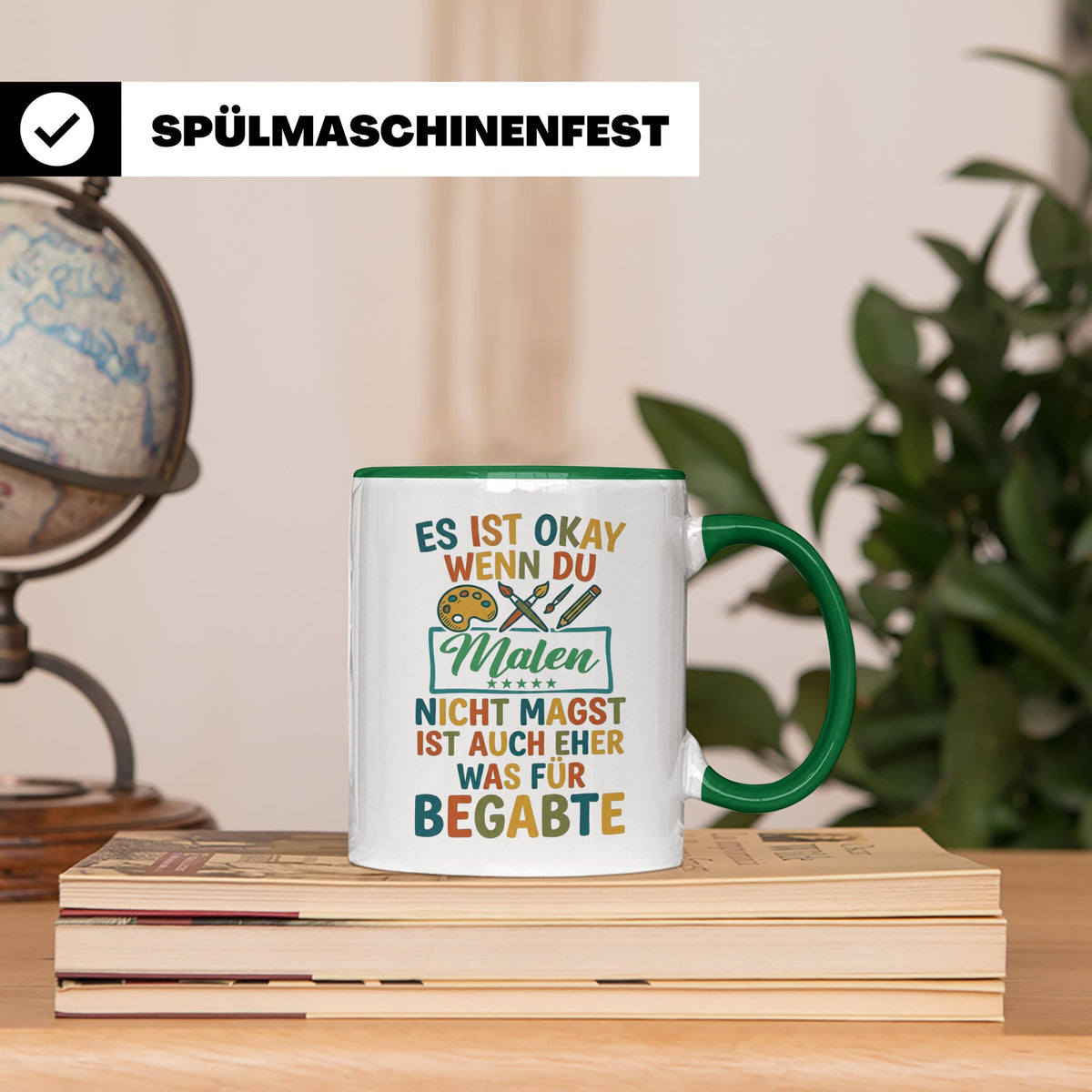 Maler Tasse mit Spruch 'Was für Begabte' | Künstler Geschenk – Grün [farbe:grün]