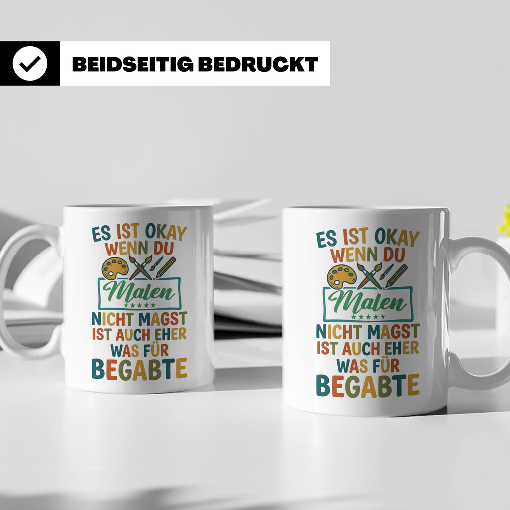 Maler Tasse mit Spruch 'Was für Begabte' | Künstler Geschenk – Weiß [farbe:weiß]