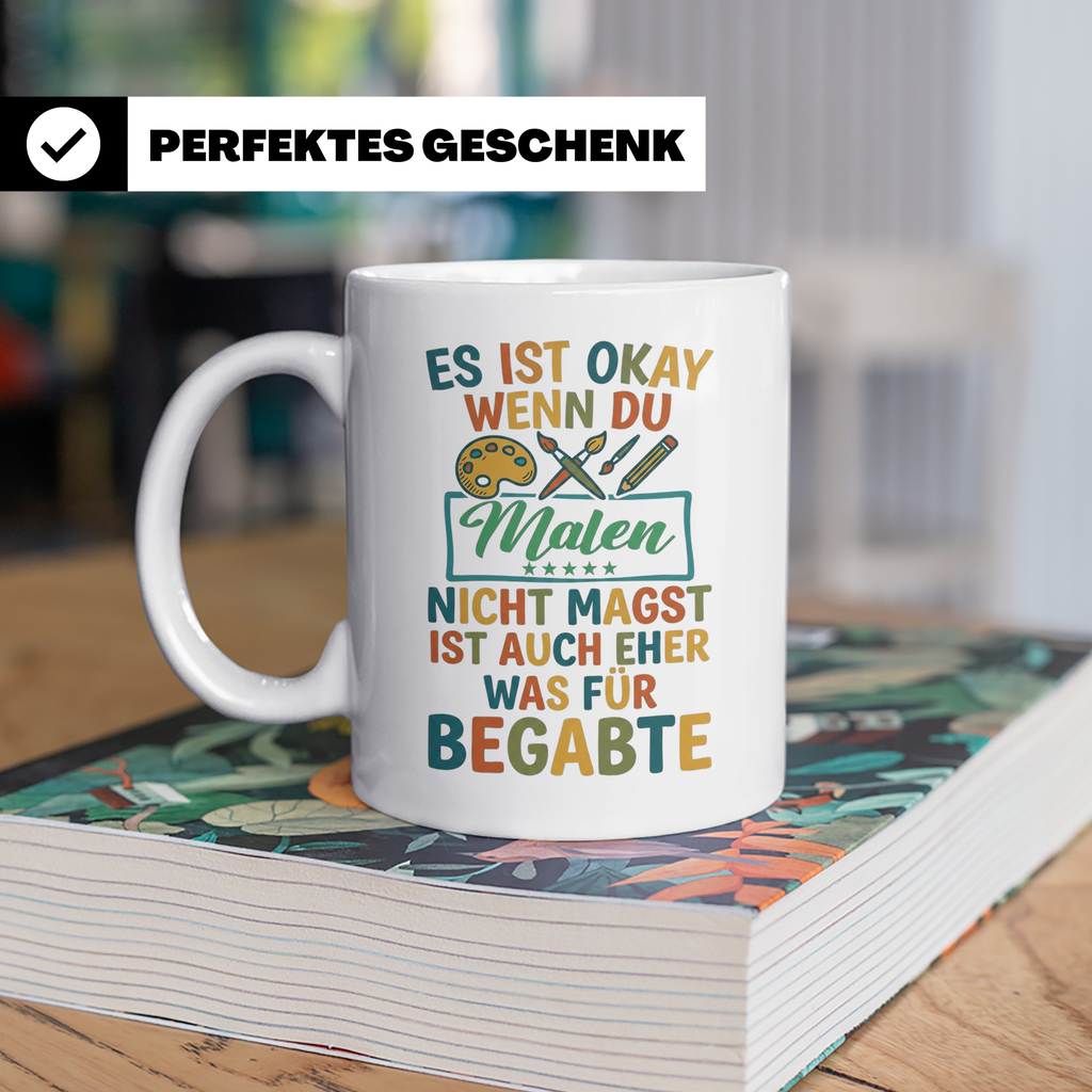 Maler Tasse mit Spruch 'Was für Begabte' | Künstler Geschenk – Weiß [farbe:weiß]