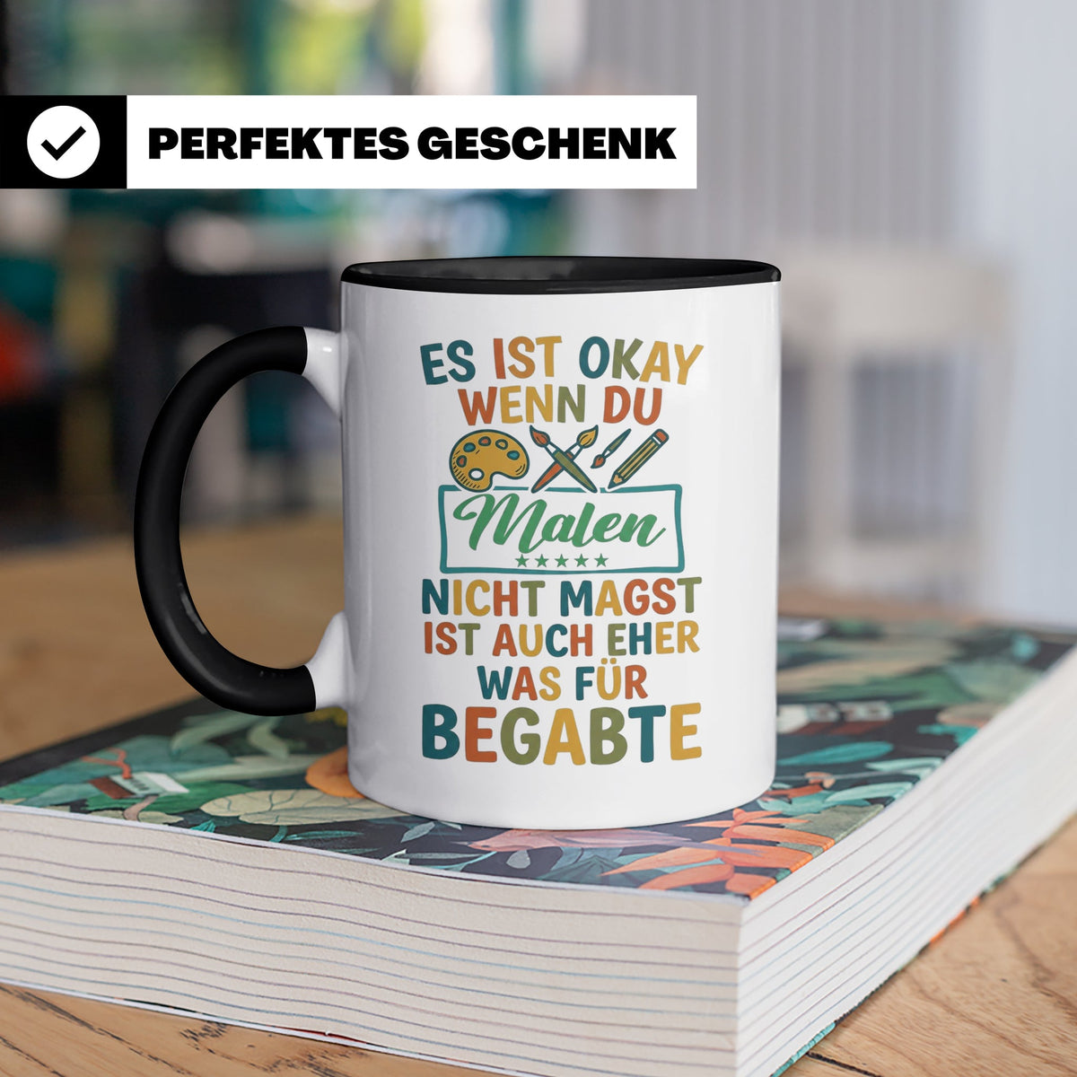 Maler Tasse mit Spruch 'Was für Begabte' | Künstler Geschenk – Schwarz [farbe:schwarz]