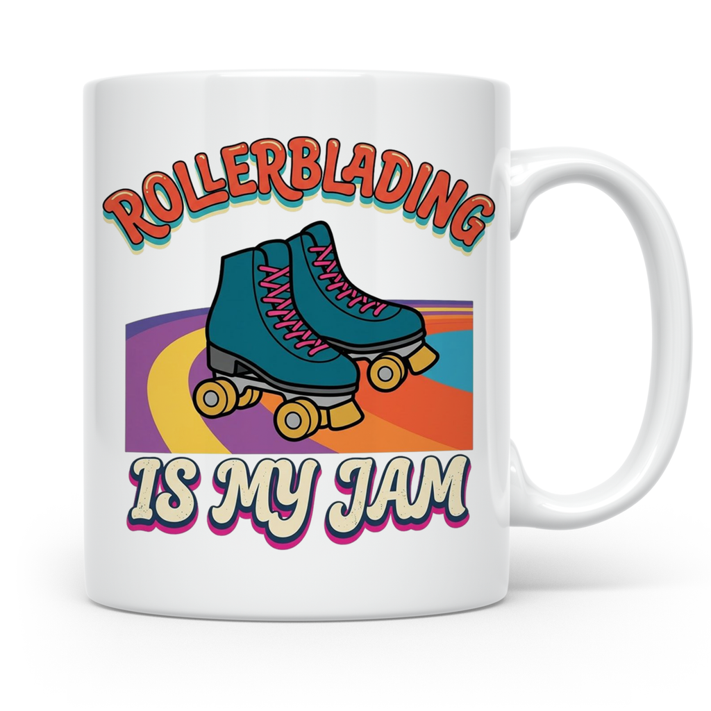 Rollerblading Tasse Is My Jam, Retro Rollschuh Design, 70er  – Weiß [farbe:weiß]