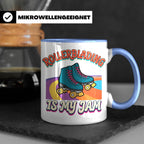 Rollerblading Tasse Is My Jam, Retro Rollschuh Design, 70er  – Blau [farbe:blau]