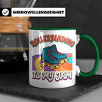 Rollerblading Tasse Is My Jam, Retro Rollschuh Design, 70er  – Grün [farbe:grün]