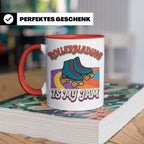 Rollerblading Tasse Is My Jam, Retro Rollschuh Design, 70er  – Rot [farbe:rot]
