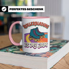 Rollerblading Tasse Is My Jam, Retro Rollschuh Design, 70er  – Rosa [farbe:rosa]