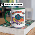 Rollerblading Tasse Is My Jam, Retro Rollschuh Design, 70er  – Grün [farbe:grün]