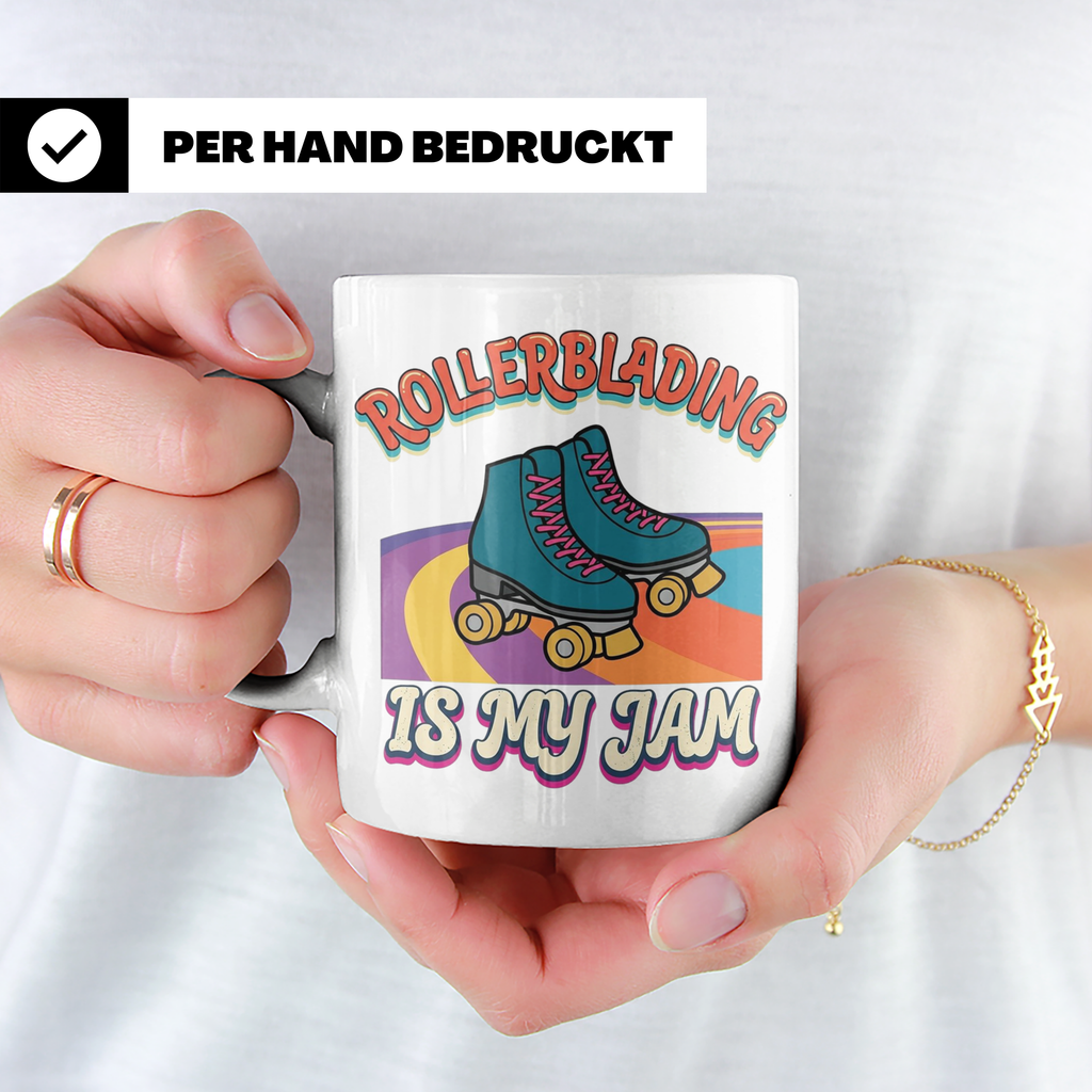 Rollerblading Tasse Is My Jam, Retro Rollschuh Design, 70er  – Weiß [farbe:weiß]