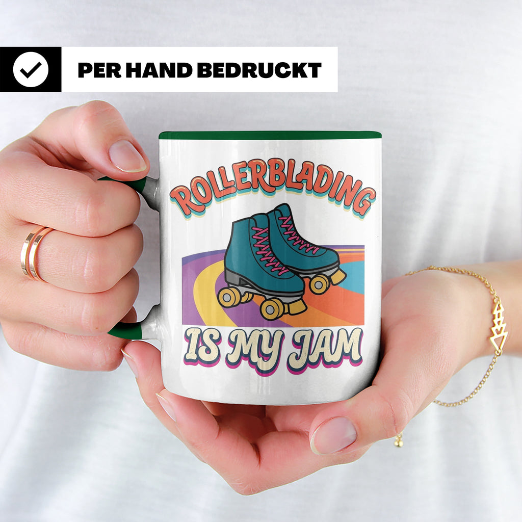 Rollerblading Tasse Is My Jam, Retro Rollschuh Design, 70er  – Grün [farbe:grün]