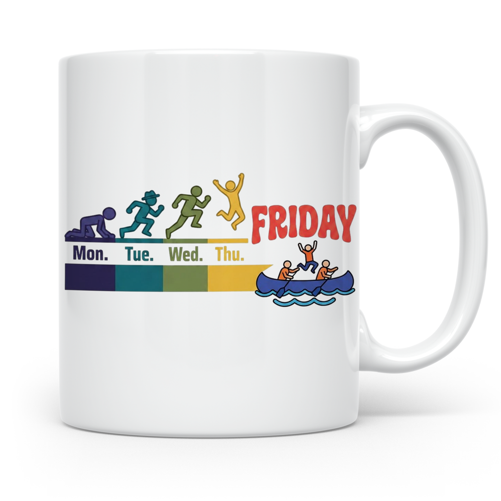 Kanu Tasse Wochenende Evolution Montag bis Freitag Bürohumor – Weiß [farbe:weiß]