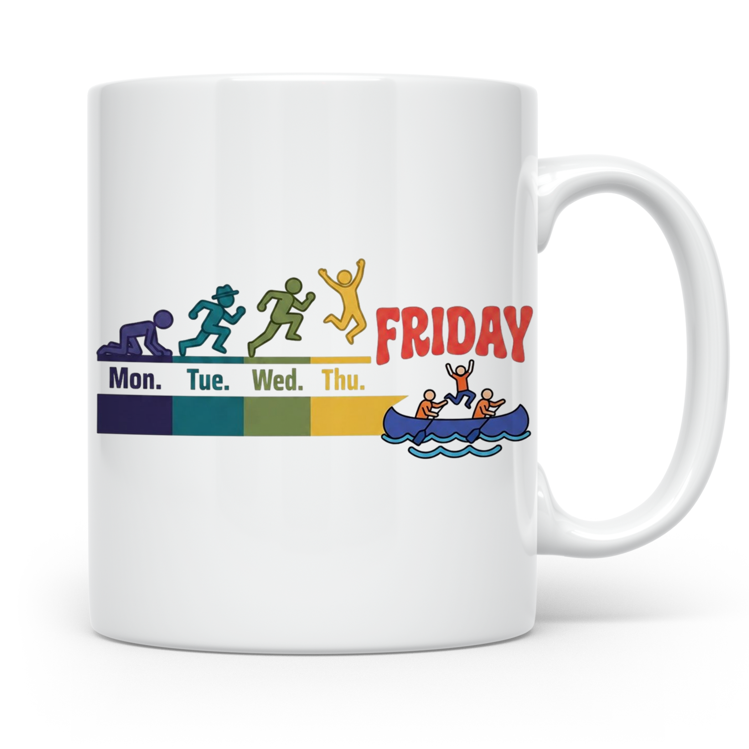 Kanu Tasse Wochenende Evolution Montag bis Freitag Bürohumor – Weiß [farbe:weiß]