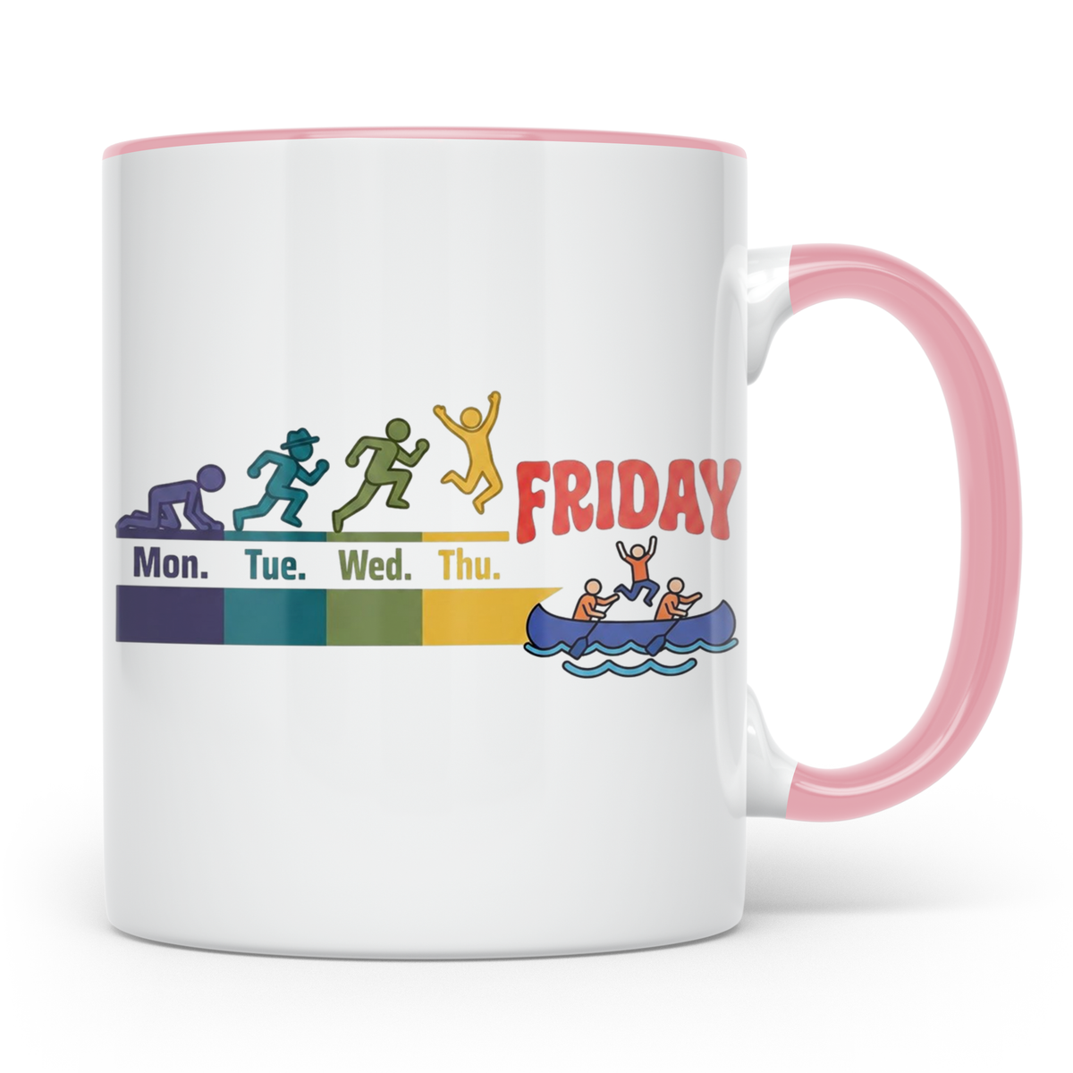 Kanu Tasse Wochenende Evolution Montag bis Freitag Bürohumor – Rosa [farbe:rosa]