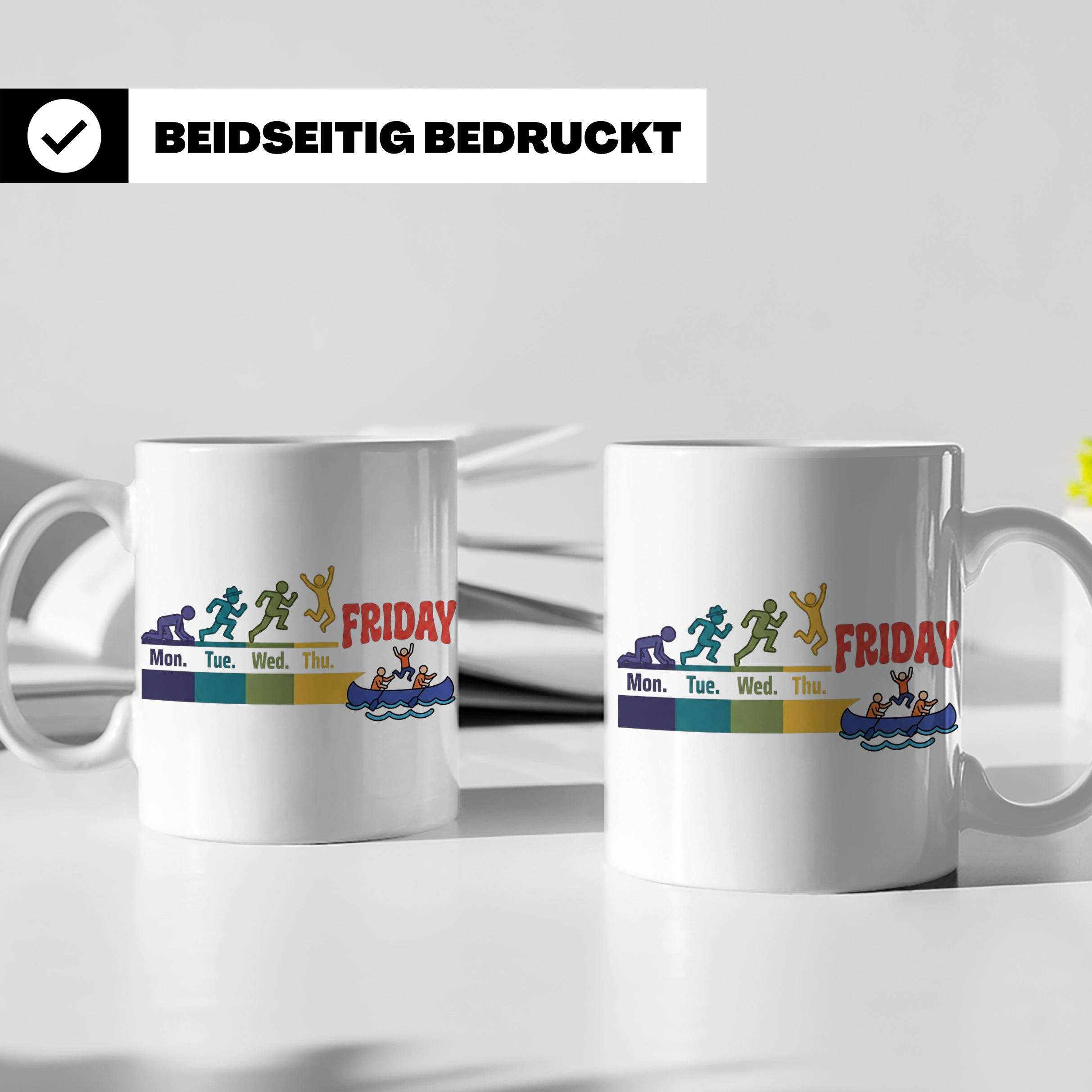Kanu Tasse Wochenende Evolution Montag bis Freitag Bürohumor – Weiß [farbe:weiß]