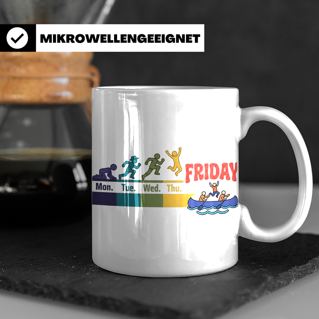 Kanu Tasse Wochenende Evolution Montag bis Freitag Bürohumor – Weiß [farbe:weiß]