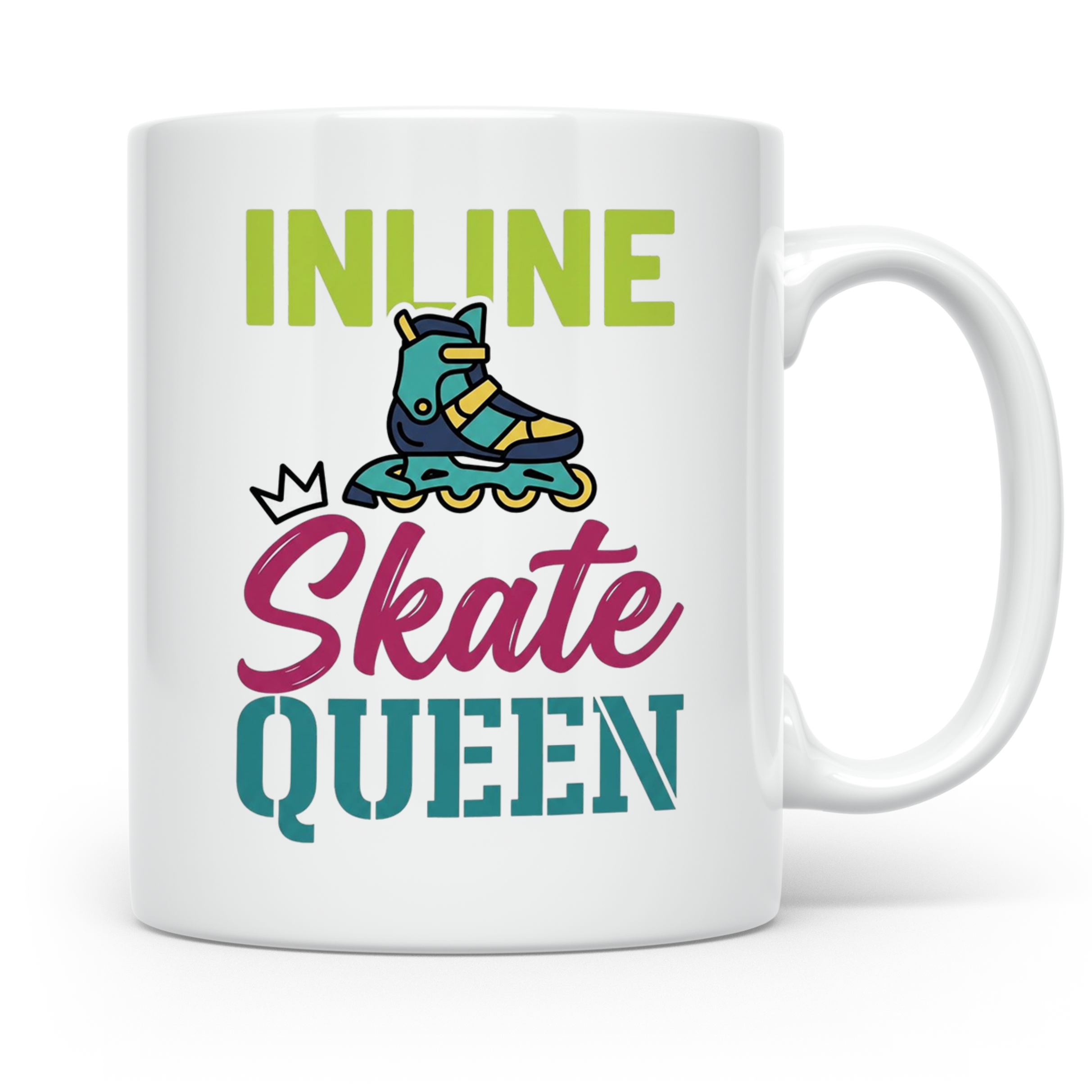 Inline Skate Queen Tasse für Skaterin, lustiger Rollerblade  – Weiß [farbe:weiß]