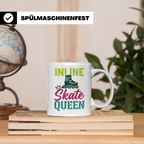 Inline Skate Queen Tasse für Skaterin, lustiger Rollerblade  – Weiß [farbe:weiß]