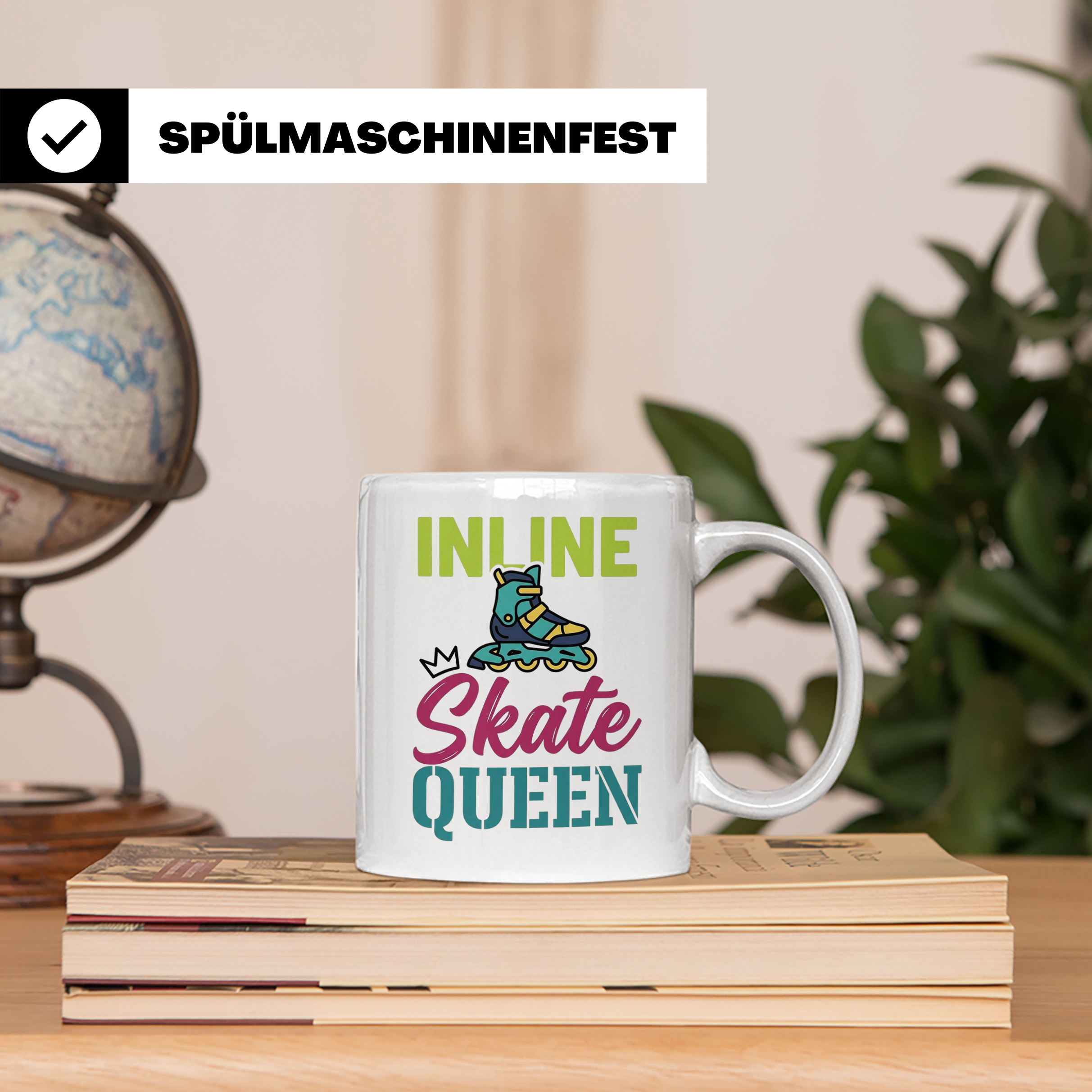 Inline Skate Queen Tasse für Skaterin, lustiger Rollerblade  – Weiß [farbe:weiß]