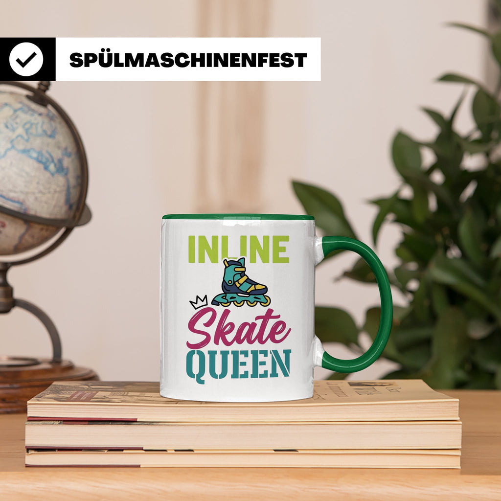 Inline Skate Queen Tasse für Skaterin, lustiger Rollerblade  – Grün [farbe:grün]