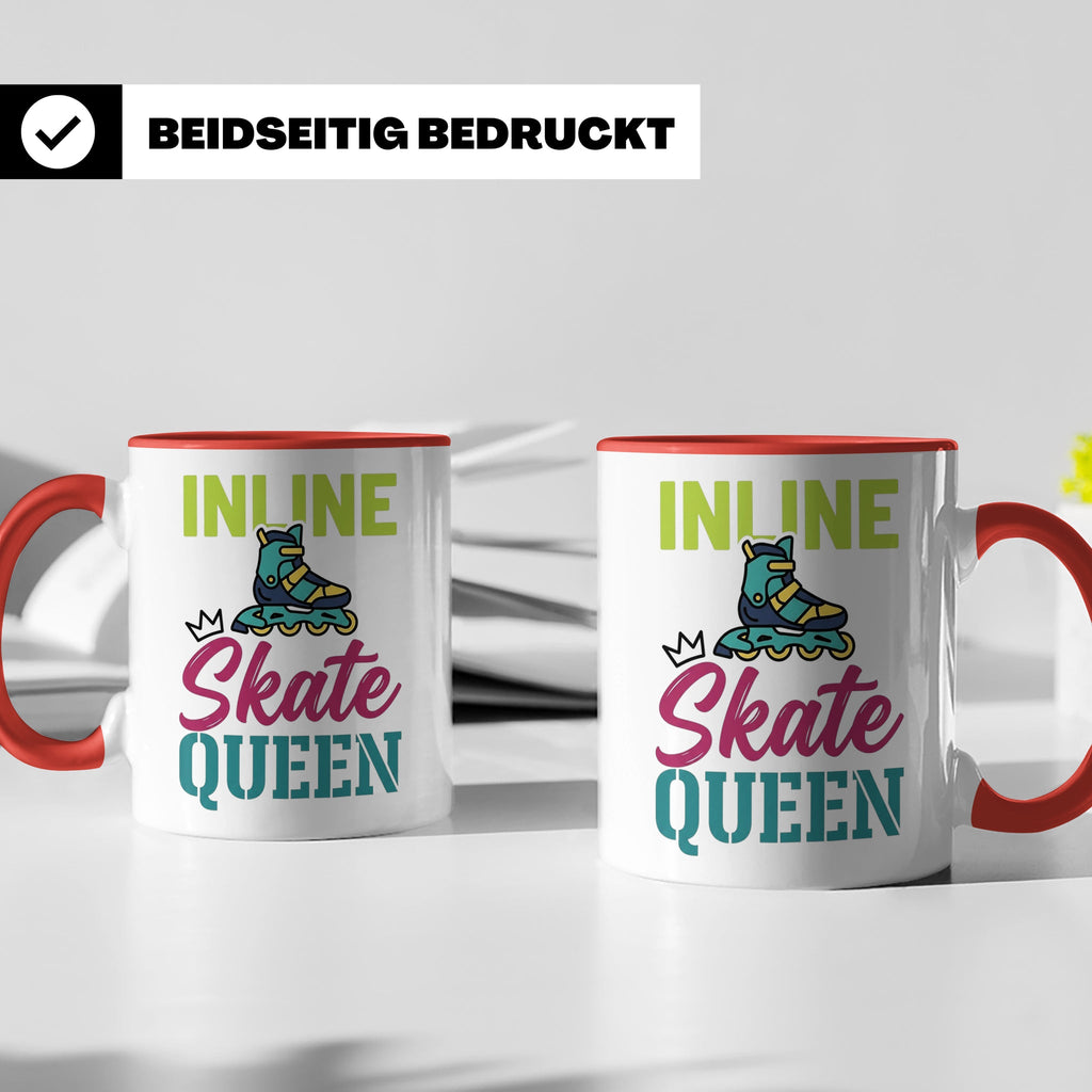 Inline Skate Queen Tasse für Skaterin, lustiger Rollerblade  – Rot [farbe:rot]