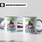 Inline Skate Queen Tasse für Skaterin, lustiger Rollerblade  – Blau [farbe:blau]