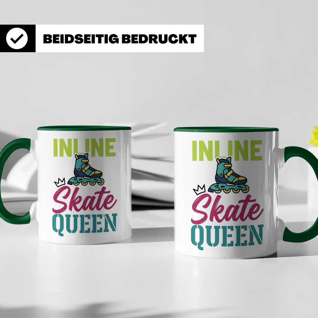 Inline Skate Queen Tasse für Skaterin, lustiger Rollerblade  – Grün [farbe:grün]