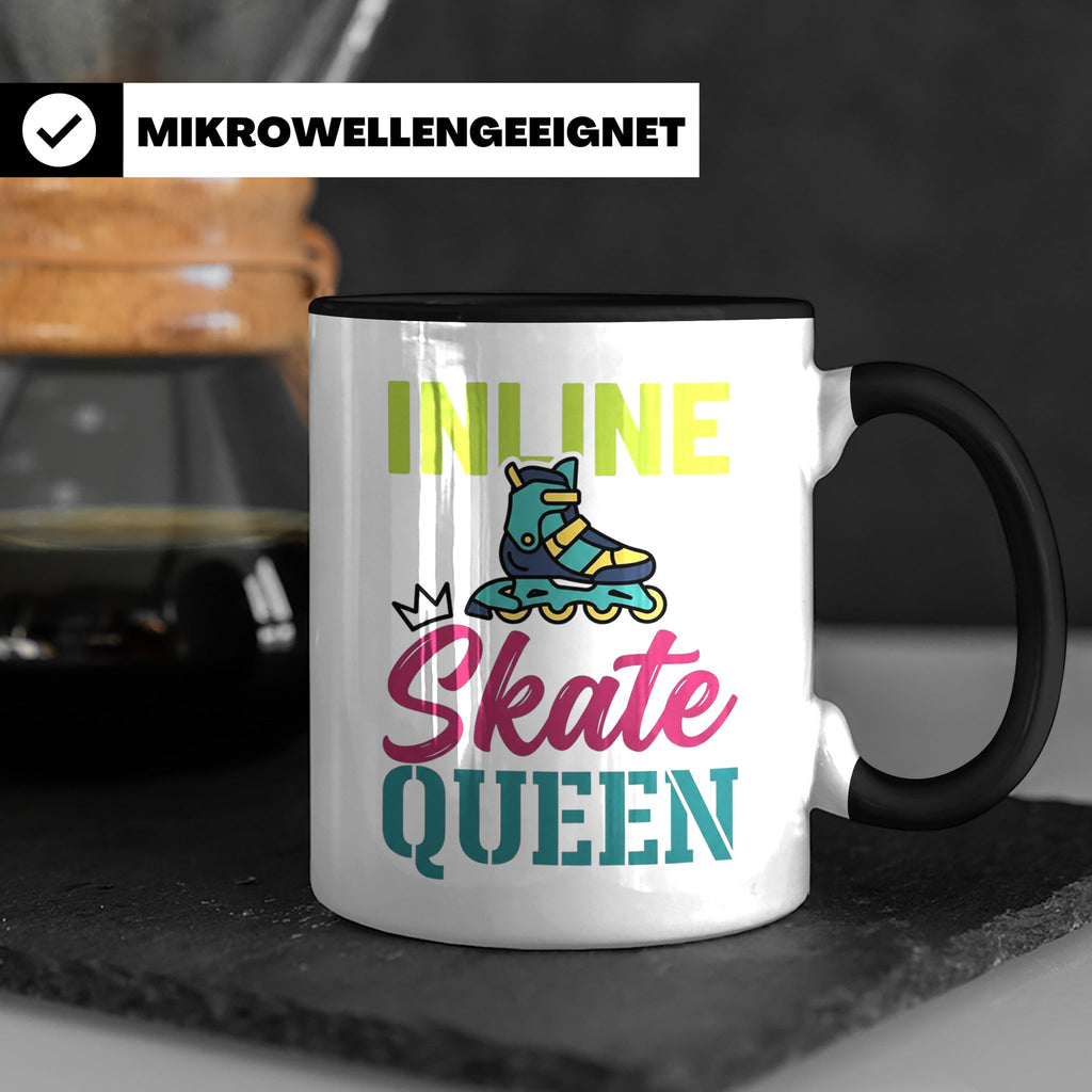 Inline Skate Queen Tasse für Skaterin, lustiger Rollerblade  – Schwarz [farbe:schwarz]