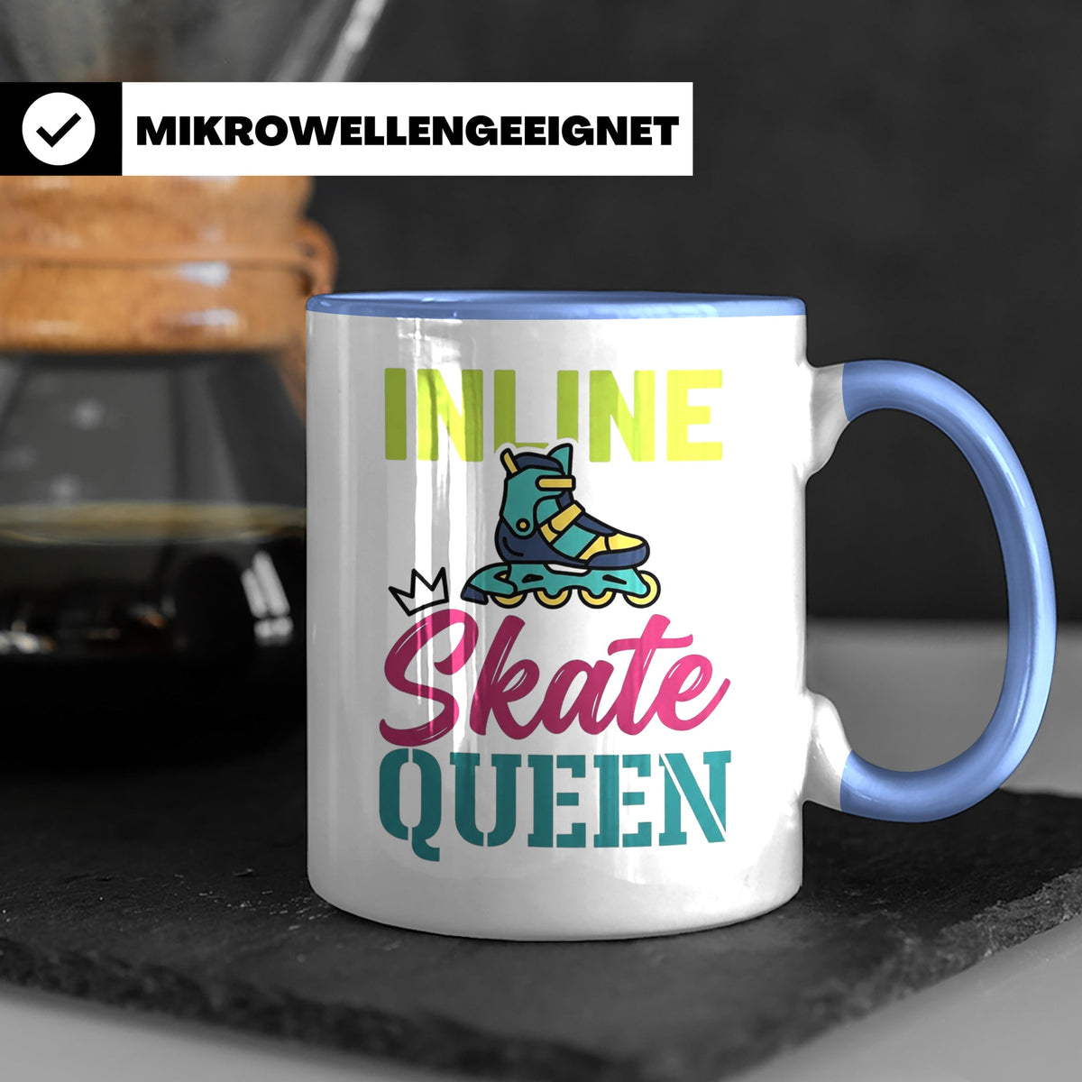 Inline Skate Queen Tasse für Skaterin, lustiger Rollerblade  – Blau [farbe:blau]