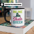 Inline Skate Queen Tasse für Skaterin, lustiger Rollerblade  – Schwarz [farbe:schwarz]