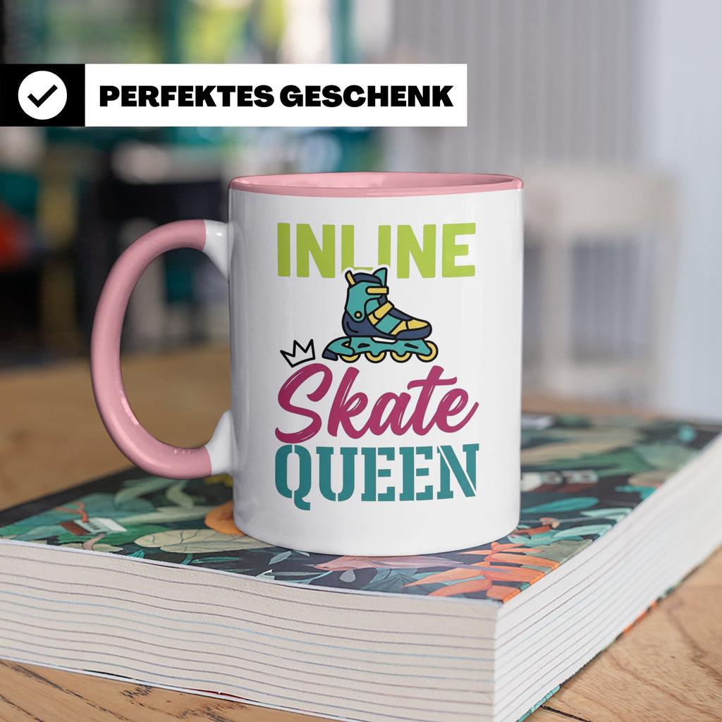Inline Skate Queen Tasse für Skaterin, lustiger Rollerblade  – Rosa [farbe:rosa]