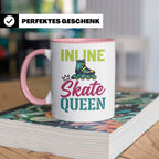 Inline Skate Queen Tasse für Skaterin, lustiger Rollerblade  – Rosa [farbe:rosa]