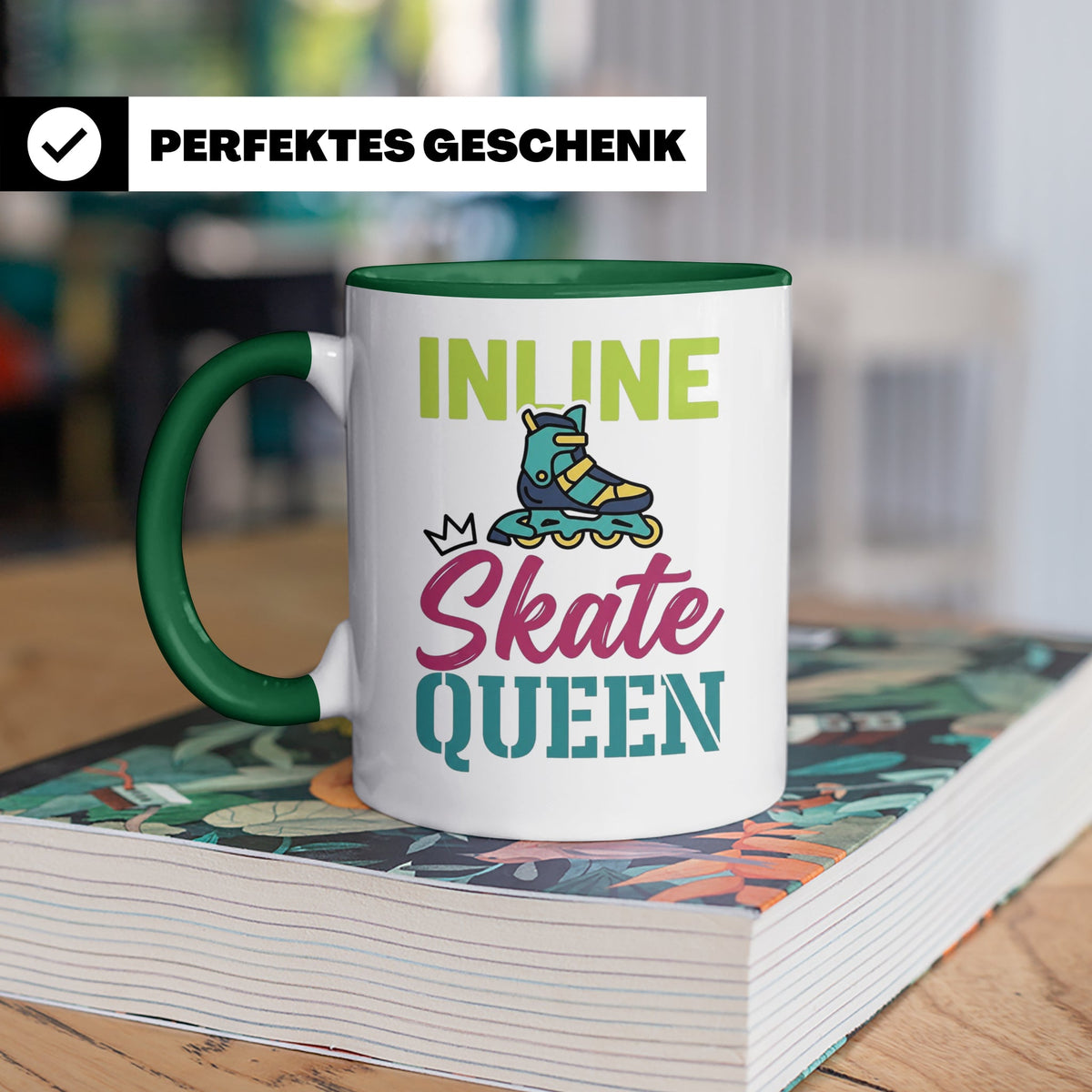 Inline Skate Queen Tasse für Skaterin, lustiger Rollerblade  – Grün [farbe:grün]