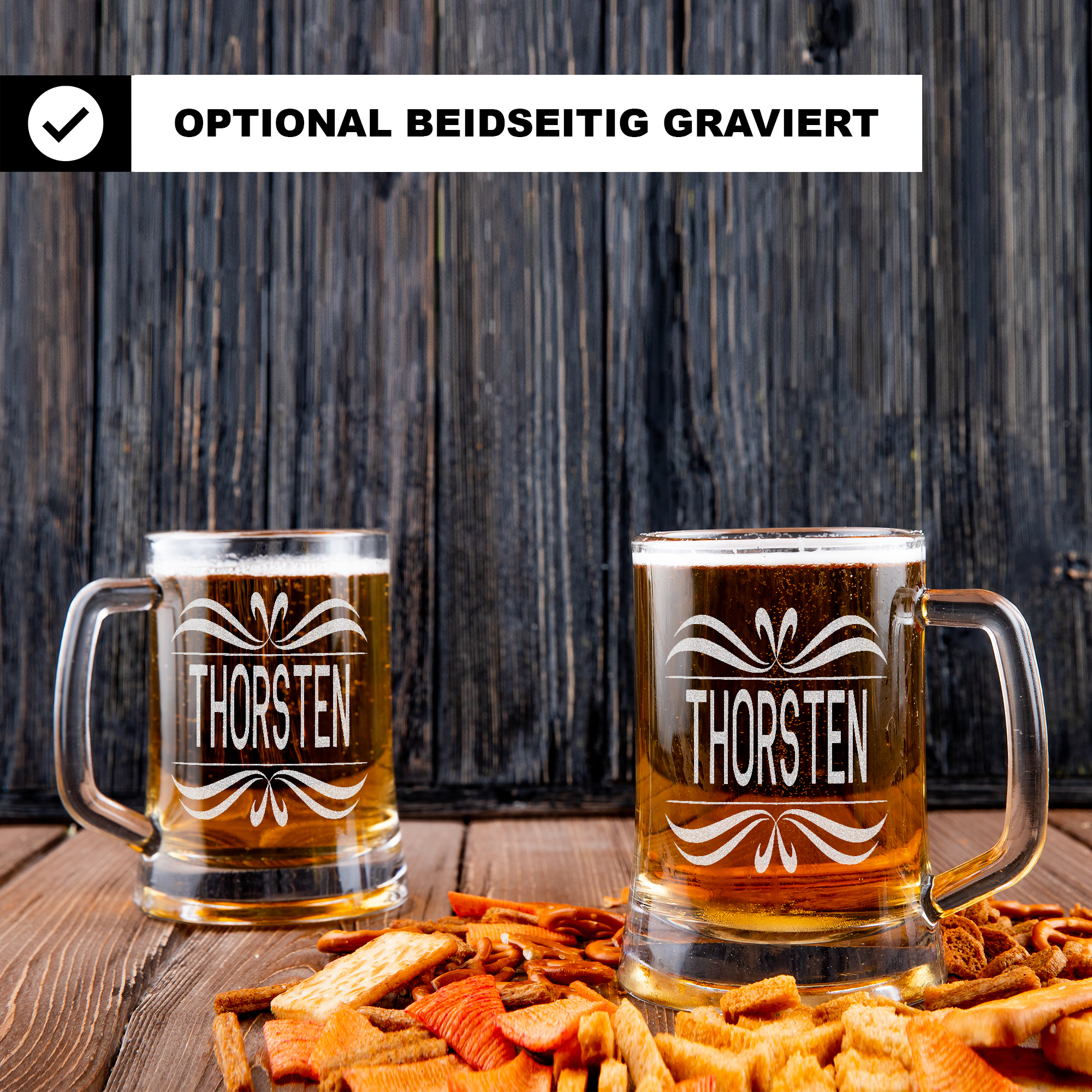 Personalisierter Bierkrug mit Name – Klassisches Bier Design – Geschenk für Bierliebhaber