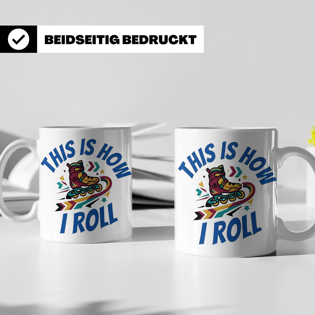 Inliner Tasse 'This Is How I Roll' Retro 90er Jahre Design,  – Weiß [farbe:weiß]