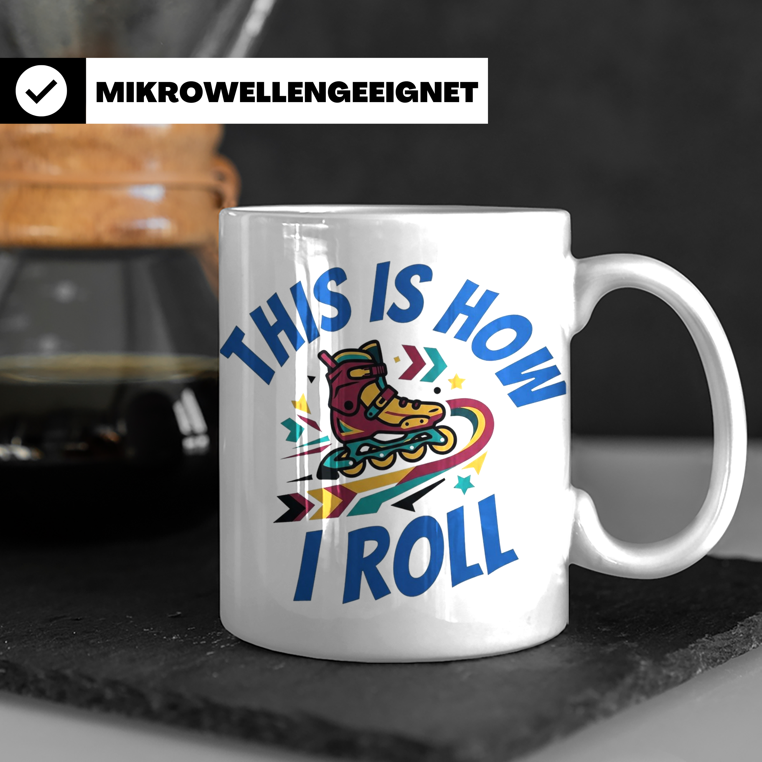 Inliner Tasse 'This Is How I Roll' Retro 90er Jahre Design,  – Weiß [farbe:weiß]