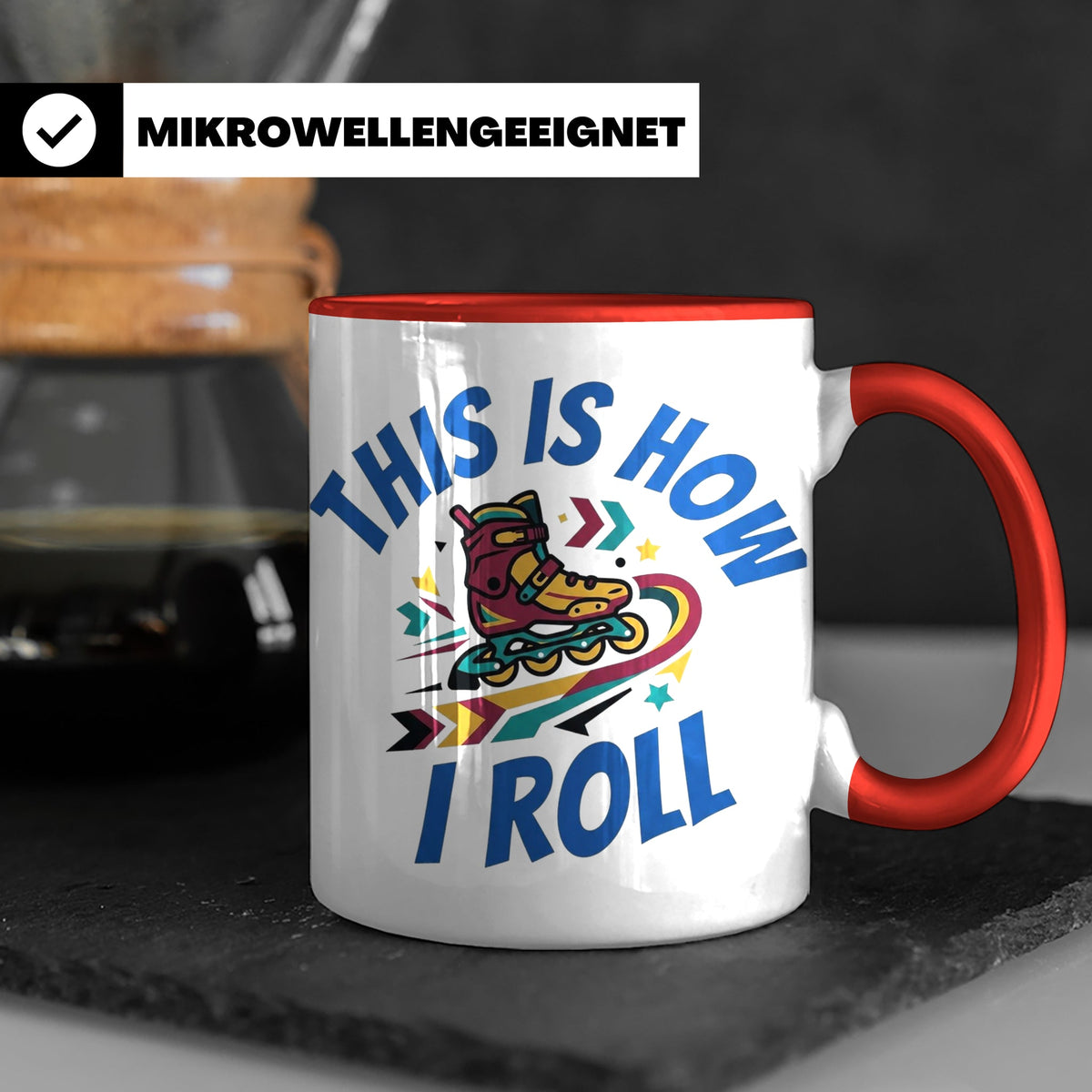 Inliner Tasse 'This Is How I Roll' Retro 90er Jahre Design,  – Rot [farbe:rot]