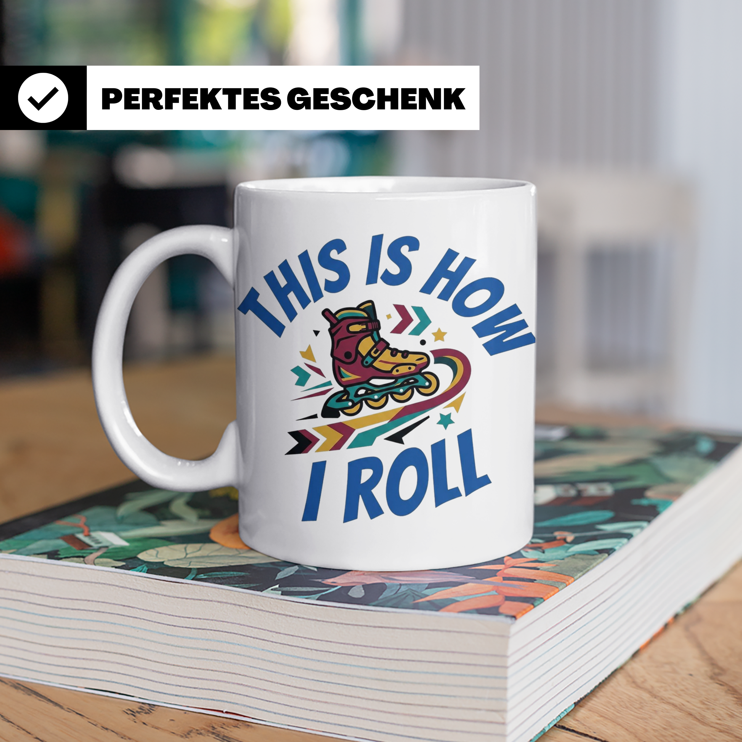 Inliner Tasse 'This Is How I Roll' Retro 90er Jahre Design,  – Weiß [farbe:weiß]